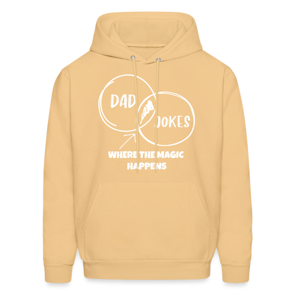 Dad Jokes Where the Magic Happens Funny Men's Hoodie - light gold 