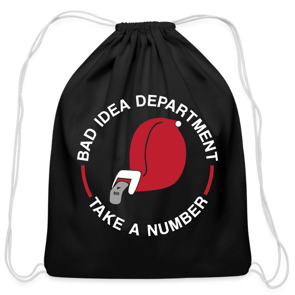 Bad Idea Dept Take a Number Cotton Drawstring Bag - black