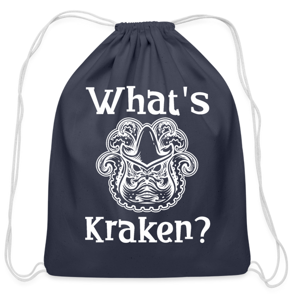 What's Kraken? Cotton Drawstring Bag - navy