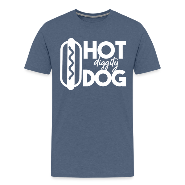 Hot Diggity Dog Funny Grilling Men's Premium T-Shirt - heather blue