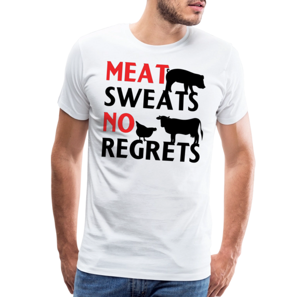 Meat Sweats No Regrets BBQ Men's Premium T-Shirt - white