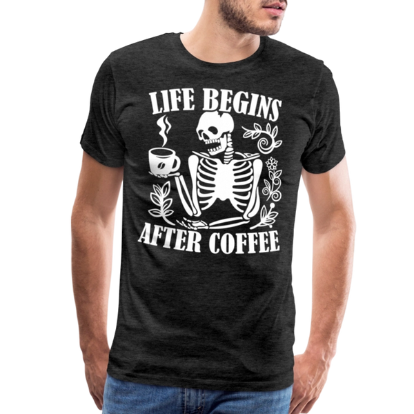 Life Begins after Coffee Men's Premium T-Shirt - charcoal grey