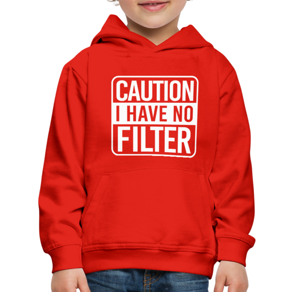 Caution I Have No Filter Funny Kids‘ Premium Hoodie - red