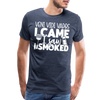 Veni Vidi Vapos I Came I Saw I Smoked: BBQ Smoker Men's Premium T-Shirt - heather blue