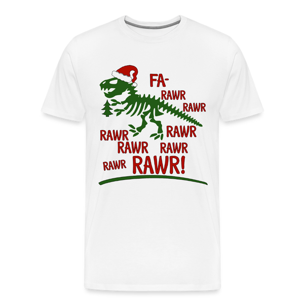 Dinosaur Fa-Rawr Rawr T-Rex in Santa Hat Christmas Men's Premium T-Shirt - white