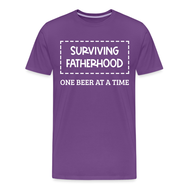 Surviving Fatherhood One Beer at a Time Men's Premium T-Shirt - purple