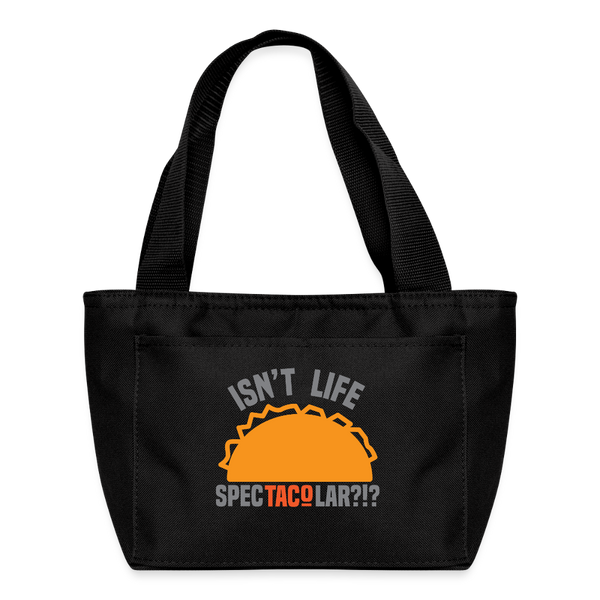 Isn't Life SpecTacolar?!? Funny Taco Food Pun Lunch Bag - black