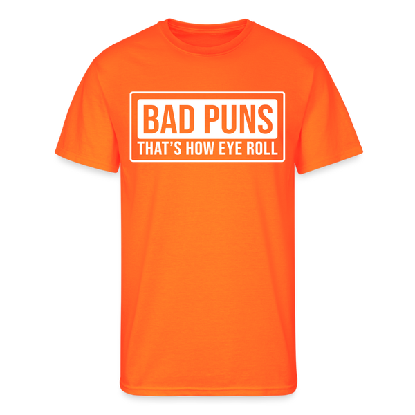 Funny Bad Puns That's How Eye Roll Men’s 50/50 T-Shirt - neon orange