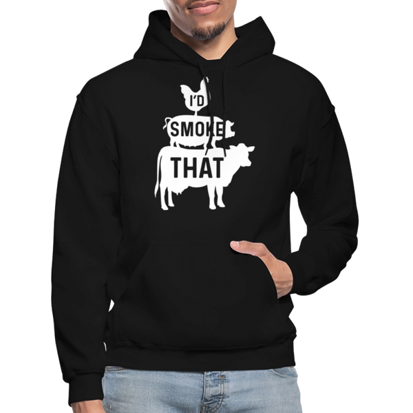 I'd Smoke That Funny BBQ Gildan Heavy Blend Adult Hoodie - black