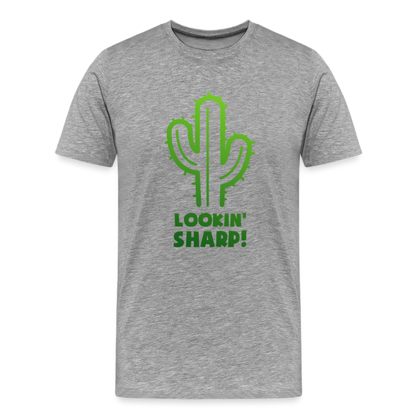 Lookin' Sharp! Cactus Pun Men's Premium T-Shirt - heather gray