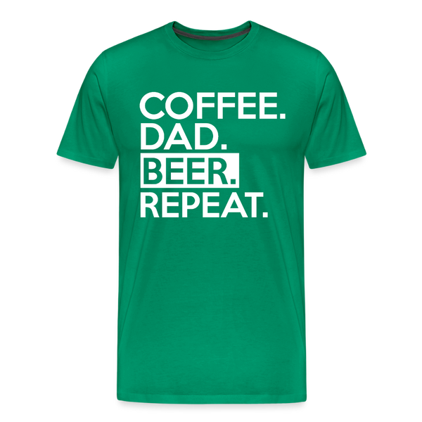 Coffee. Dad. Beer, Repeat. Funny Men's Premium T-Shirt - kelly green