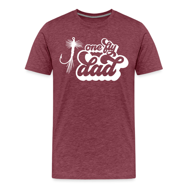 One Fly Dad Fly Fishing Men's Premium T-Shirt - heather burgundy