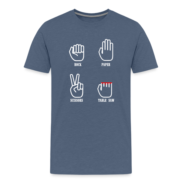 Rock, Paper, Scissors, Table Saw Funny Men's Premium T-Shirt - heather blue