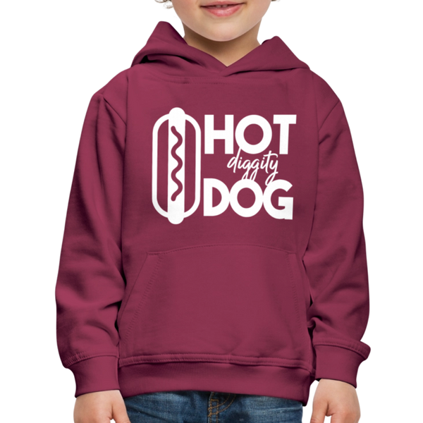 Hot Diggity Dog Funny Grilling Kids‘ Premium Hoodie - burgundy