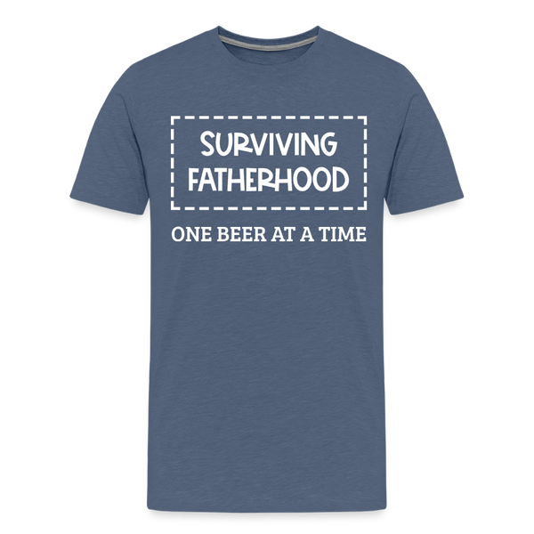 Surviving Fatherhood One Beer at a Time Men's Premium T-Shirt - heather blue