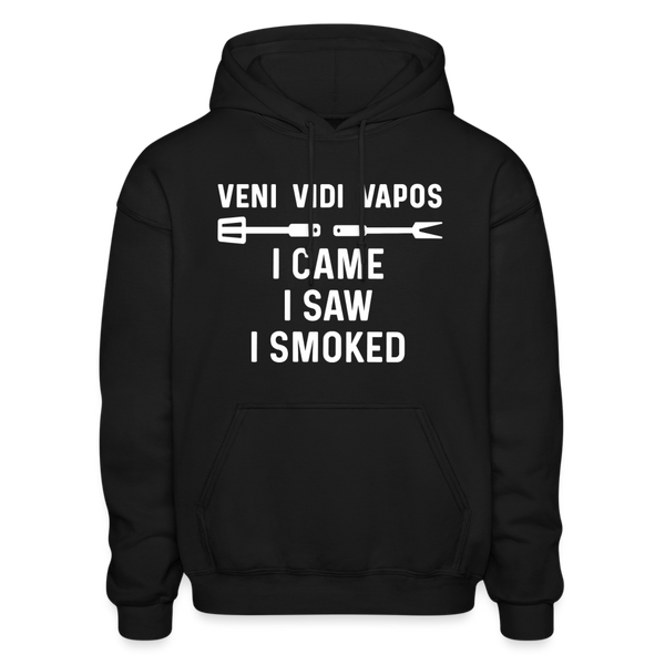 Veni Vidi Vapos I Came I Saw I Smoked: BBQ Smoker Gildan Heavy Blend Adult Hoodie - black