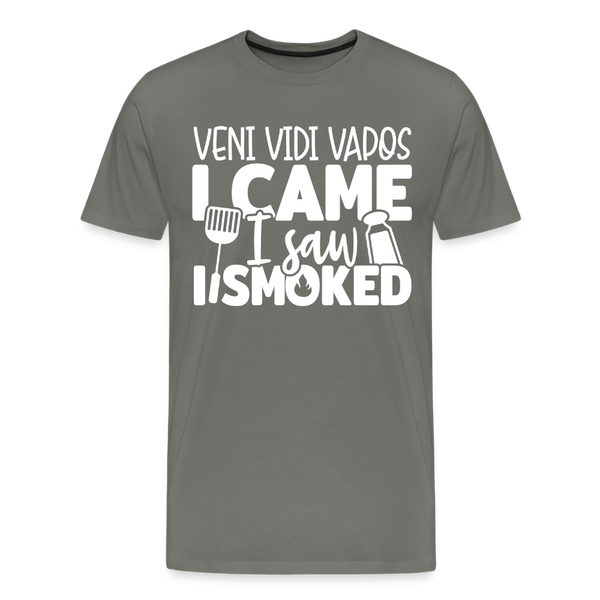 Veni Vidi Vapos I Came I Saw I Smoked: BBQ Smoker Men's Premium T-Shirt - asphalt gray