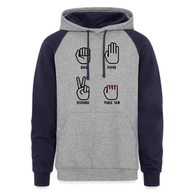Rock, Paper, Scissors, Table Saw Funny Colorblock Hoodie