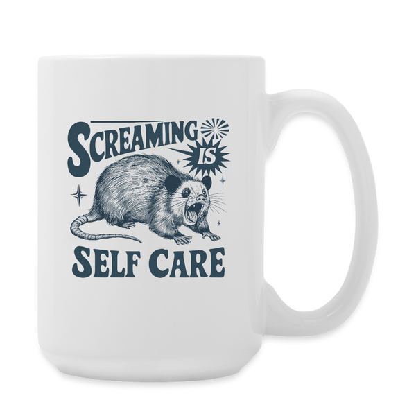 Screaming is Self Care Possum Funny Coffee/Tea Mug 15 oz - white