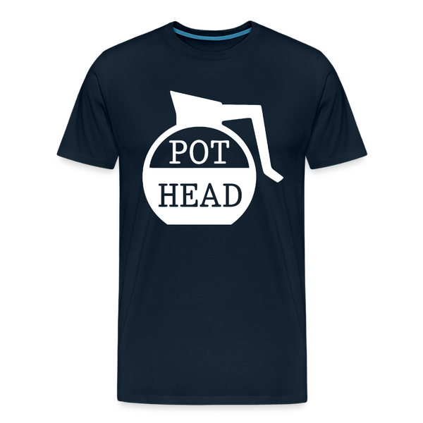 Pot Head Funny Coffee Men's Premium T-Shirt - deep navy