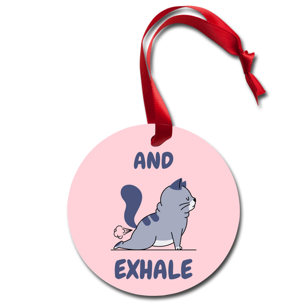 Funny Yoga Cat Exhale Fart Holiday Ornament - white