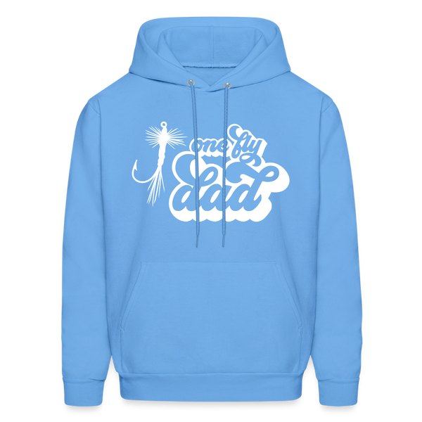 One Fly Dad Fly Fishing Father's Day Men's Hoodie - carolina blue