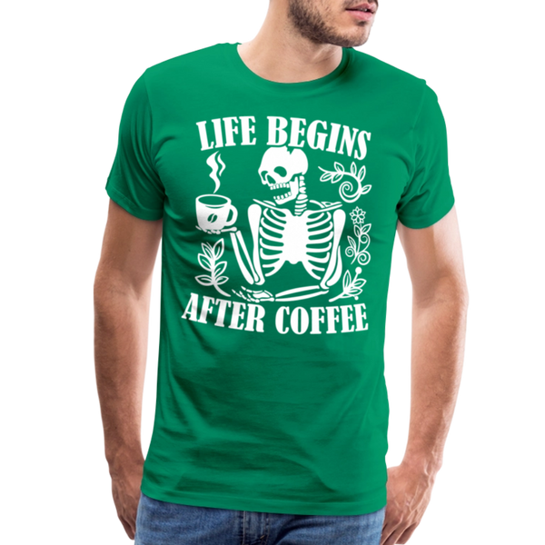 Life Begins after Coffee Men's Premium T-Shirt - kelly green