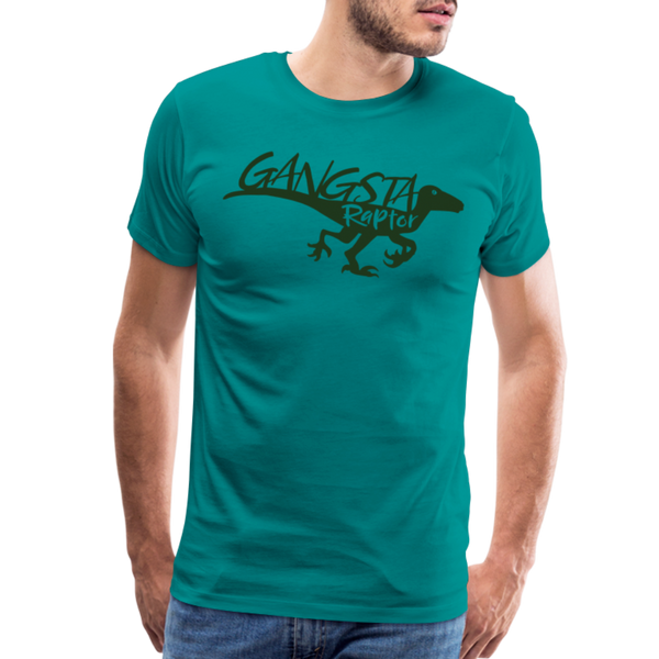 Gangsta Raptor Dinosaur Men's Premium T-Shirt - teal