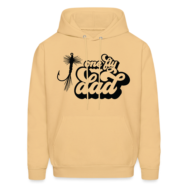 One Fly Dad Fly Fishing Father's Day Men's Hoodie - light gold 