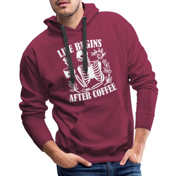 Life Begins After Coffee Men’s Premium Hoodie - burgundy
