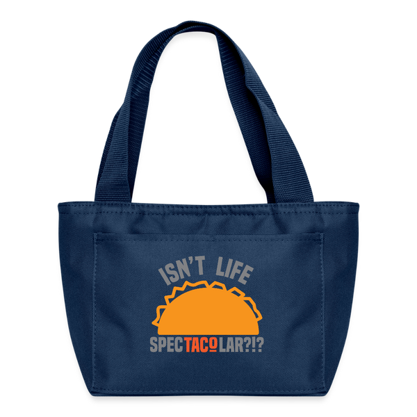 Isn't Life SpecTacolar?!? Funny Taco Food Pun Lunch Bag - navy