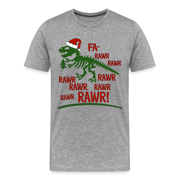 Dinosaur Fa-Rawr Rawr T-Rex in Santa Hat Christmas Men's Premium T-Shirt - heather gray