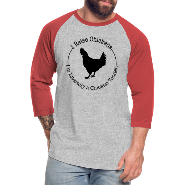 Chicken Tender Funny Baseball T-Shirt - heather gray/red