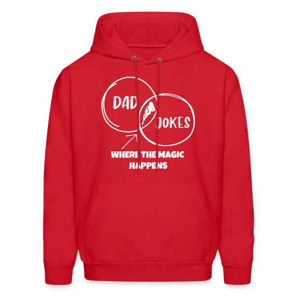 Dad Jokes Where the Magic Happens Funny Men's Hoodie - red