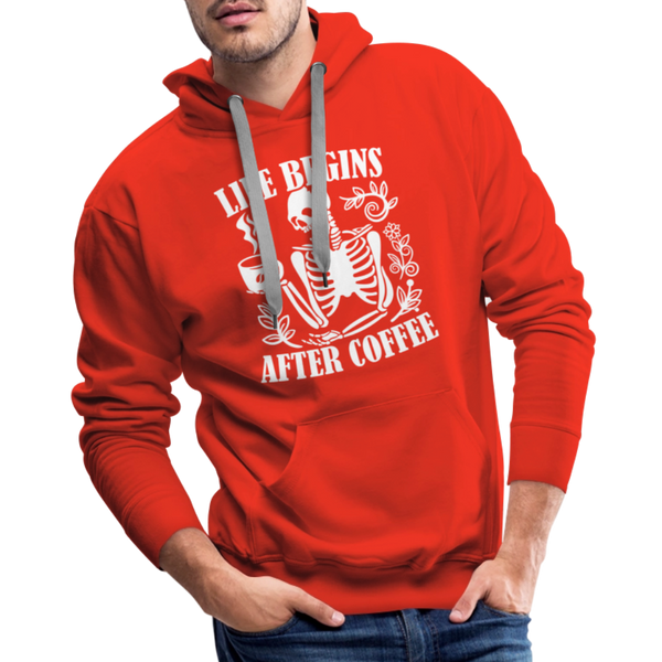 Life Begins After Coffee Men’s Premium Hoodie - red