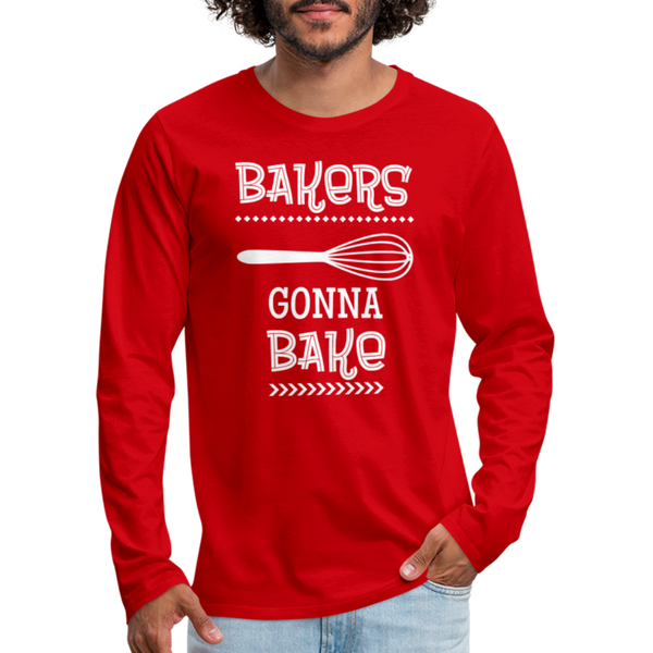 Bakers Gonna Bake Funny Cooking Men's Premium Long Sleeve T-Shirt - red