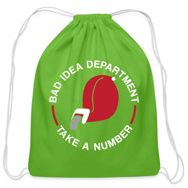 Bad Idea Dept Take a Number Cotton Drawstring Bag - clover