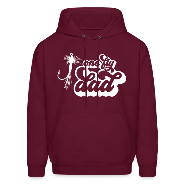 One Fly Dad Fly Fishing Father's Day Men's Hoodie - burgundy
