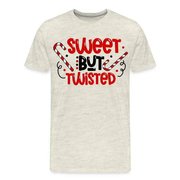 Sweet But Twisted Candy Cane Men's Premium T-Shirt - heather oatmeal