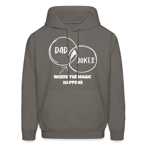 Dad Jokes Where the Magic Happens Funny Men's Hoodie - asphalt gray