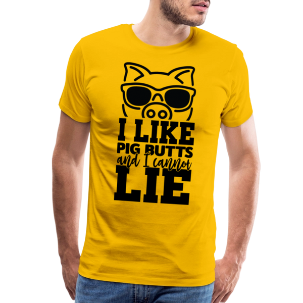 I Like Pig Butts and I Cannot Lie Funny BBQ Men's Premium T-Shirt - sun yellow