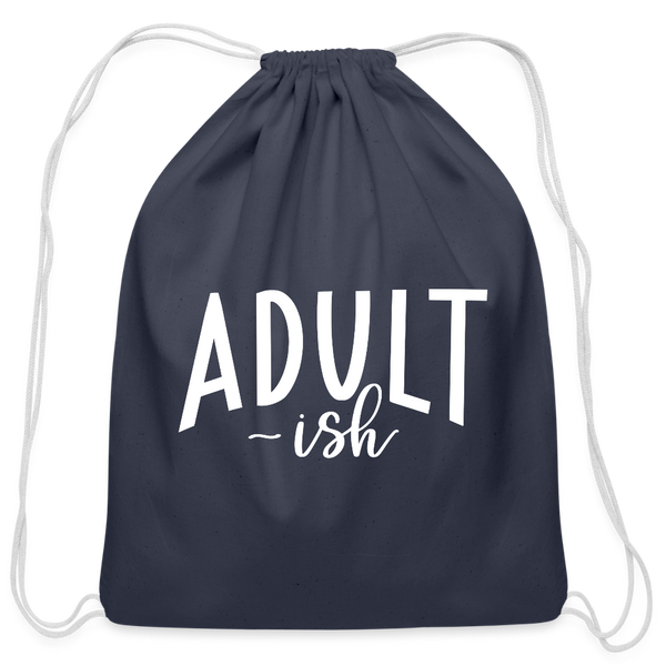 Adult-ish Funny Cotton Drawstring Bag - navy