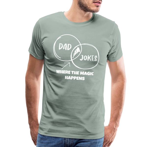 Funny Dad Jokes Venn Diagram Short-Sleeve T-Shirt - steel green