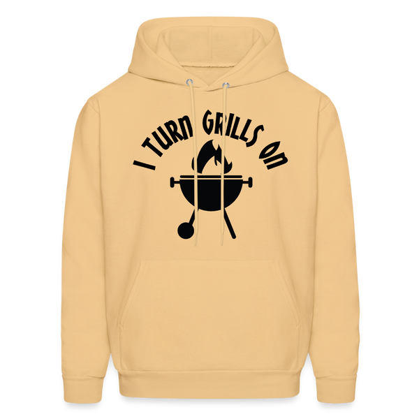 I Turn Grills On Funny BBQ Men's Hoodie - light gold 