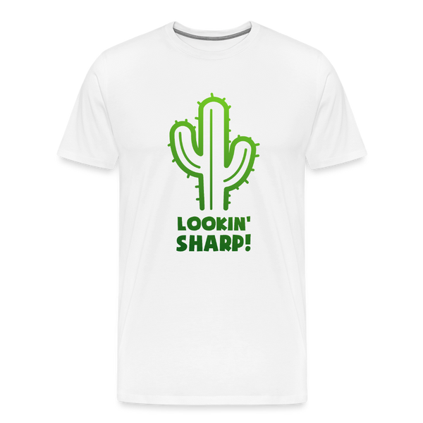 Lookin' Sharp! Cactus Pun Men's Premium T-Shirt - white