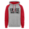 Go Ask Your Mom Funny Dad Colorblock Hoodie - heather grey/red