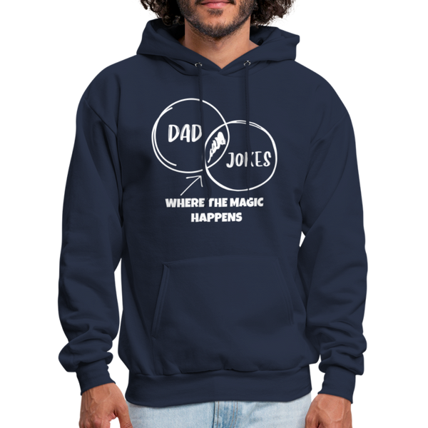 Dad Jokes Where the Magic Happens Funny Men's Hoodie - navy