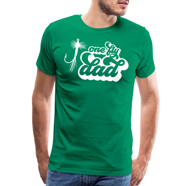 One Fly Dad Fly Fishing Men's Premium T-Shirt - kelly green