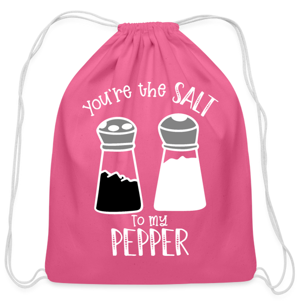 You're the Salt to my Pepper Funny Love Cotton Drawstring Bag - pink