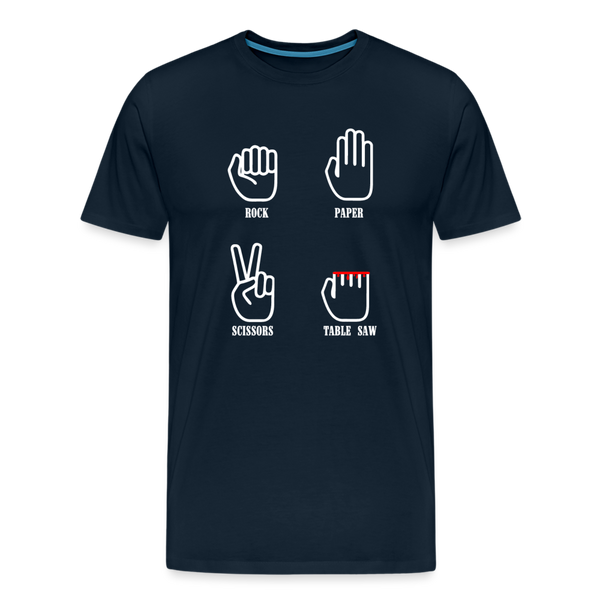 Rock, Paper, Scissors, Table Saw Funny Men's Premium T-Shirt - deep navy